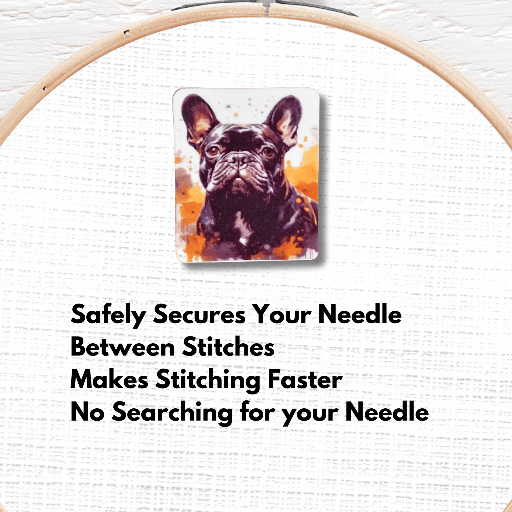 Fall Black French Bulldog Portrait magnetic needle minder for cross stitch and embroidery