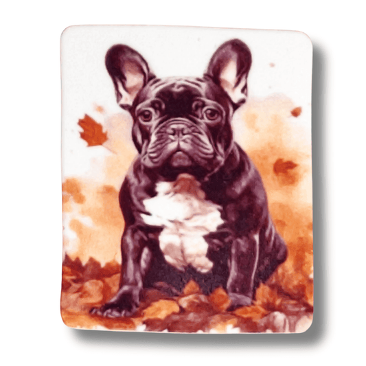 Fall Black French Bulldog Puppy Magnetic Needle Minder for cross stitch, embroidery, sewing, quilting, and needlepoint