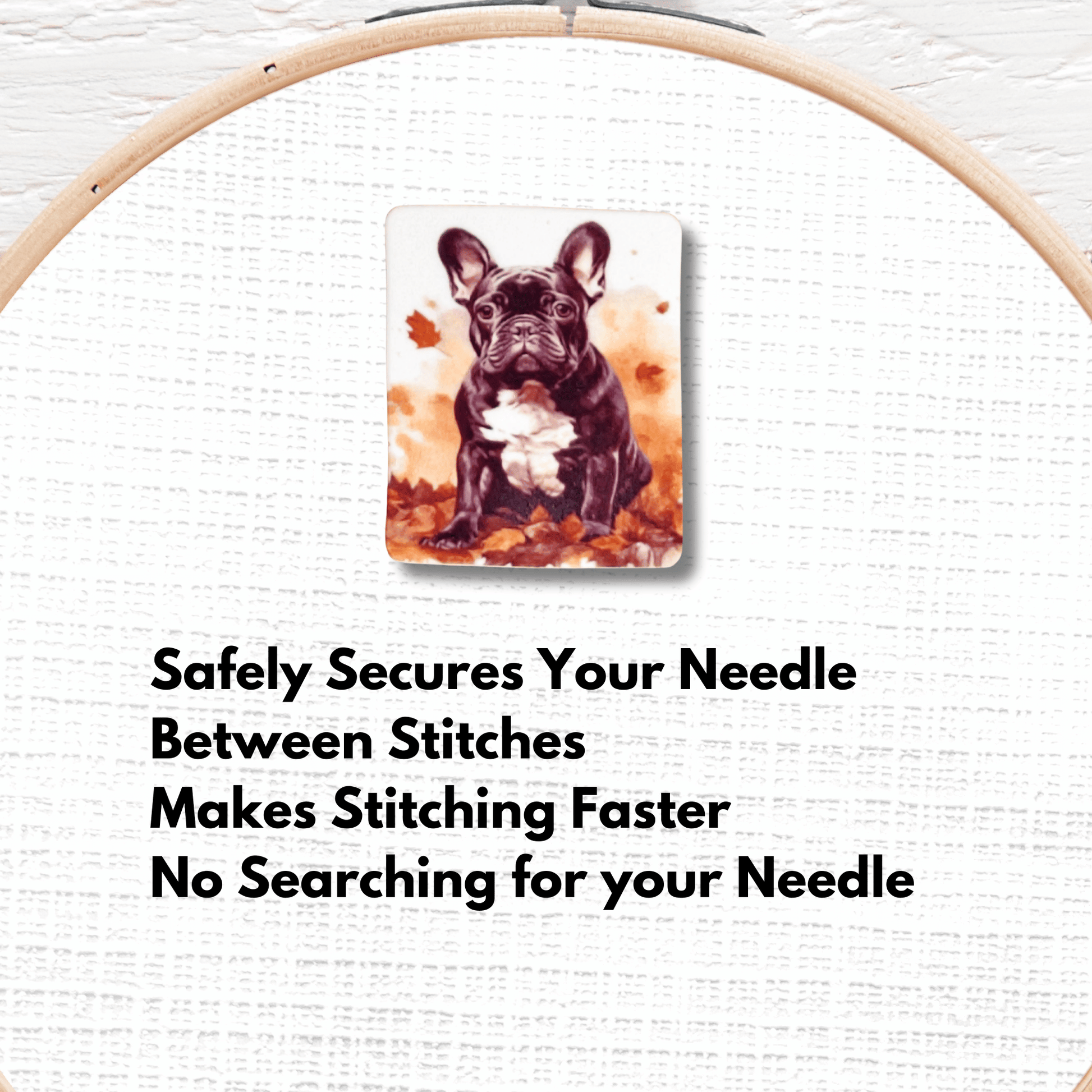 Fall Black French Bulldog Puppy magnetic needle minder for cross stitch and embroidery