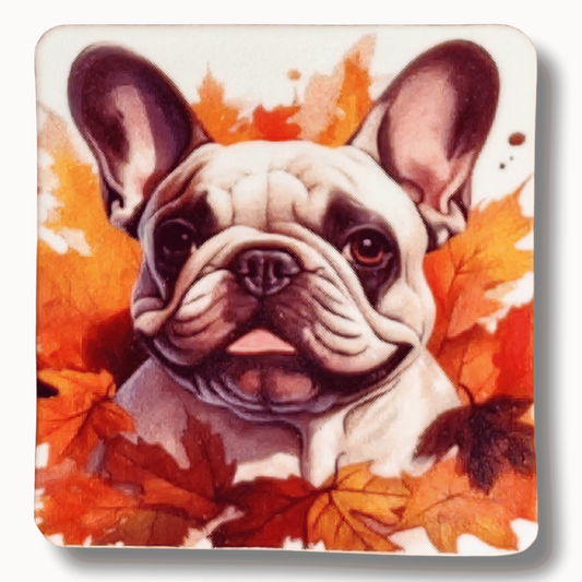 Fall Cream French Bulldog Portrait Magnetic Needle Minder for cross stitch, embroidery, sewing, quilting, and needlepoint