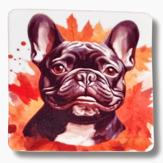 Fall French Bulldog Portrait Magnetic Needle Minder for cross stitch, embroidery, sewing, quilting, and needlepoint