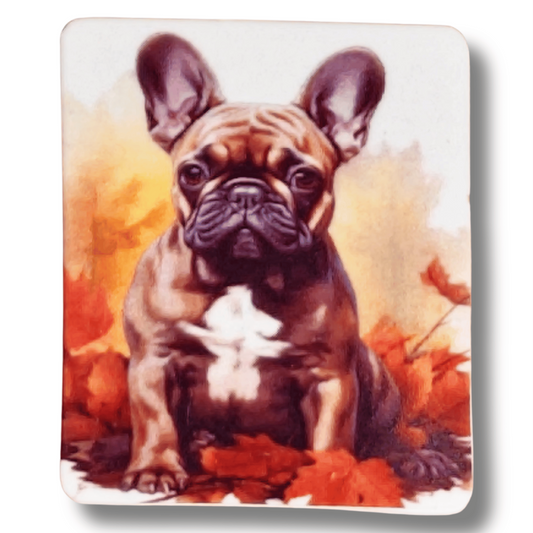 Fall French Bulldog Puppy Magnetic Needle Minder for cross stitch, embroidery, sewing, quilting, and needlepoint