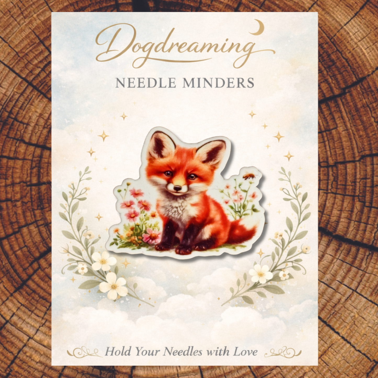 Acrylic fox magnetic needle minder for stitchers