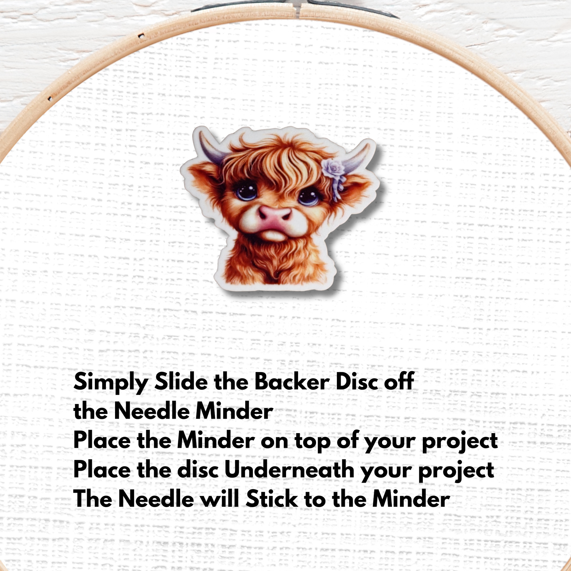 adorable floral cow needle minder magnet cross stitch animal accessory