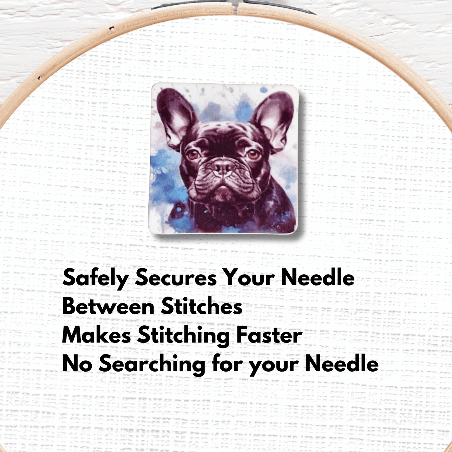 French Bulldog magnetic needle minder for cross stitch and embroidery