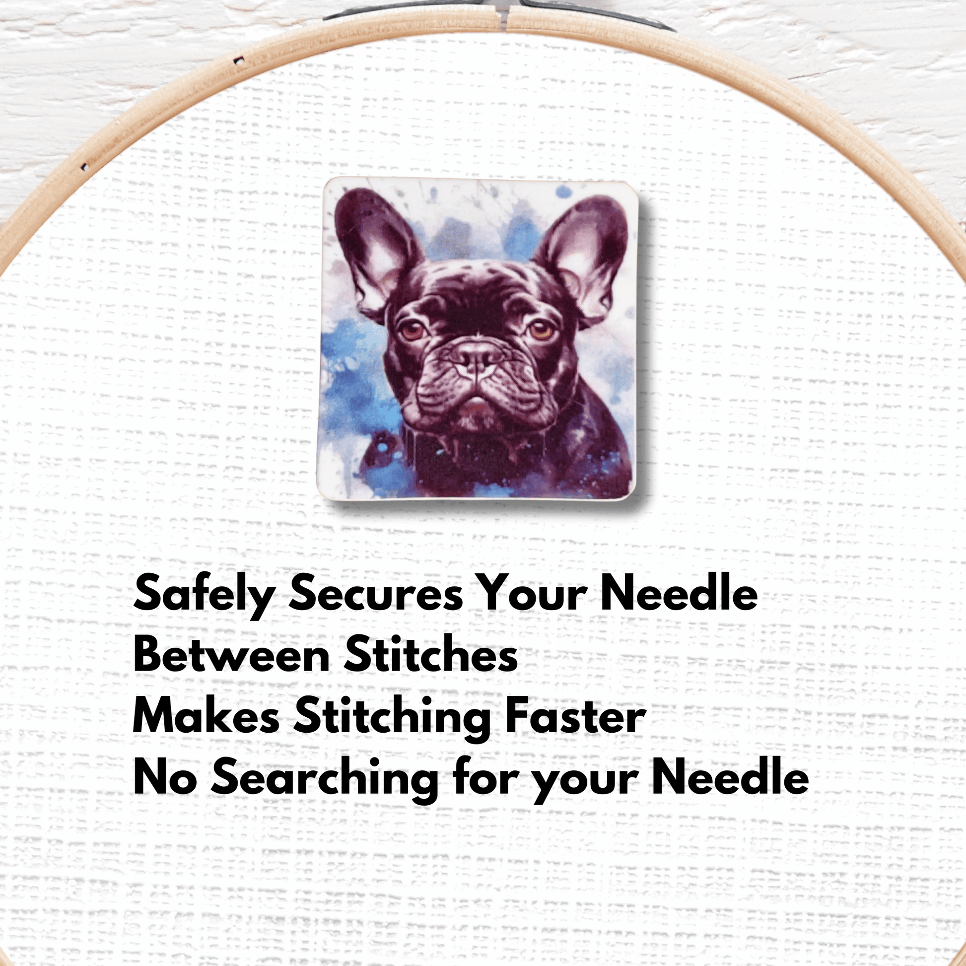 French Bulldog magnetic needle minder for cross stitch and embroidery