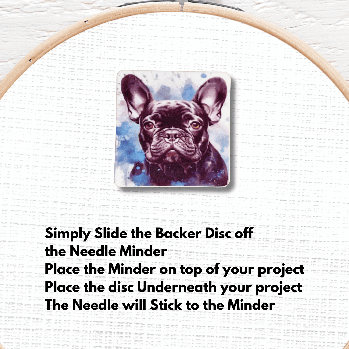 Cute French bulldog needle minder magnet for sewing and quilting