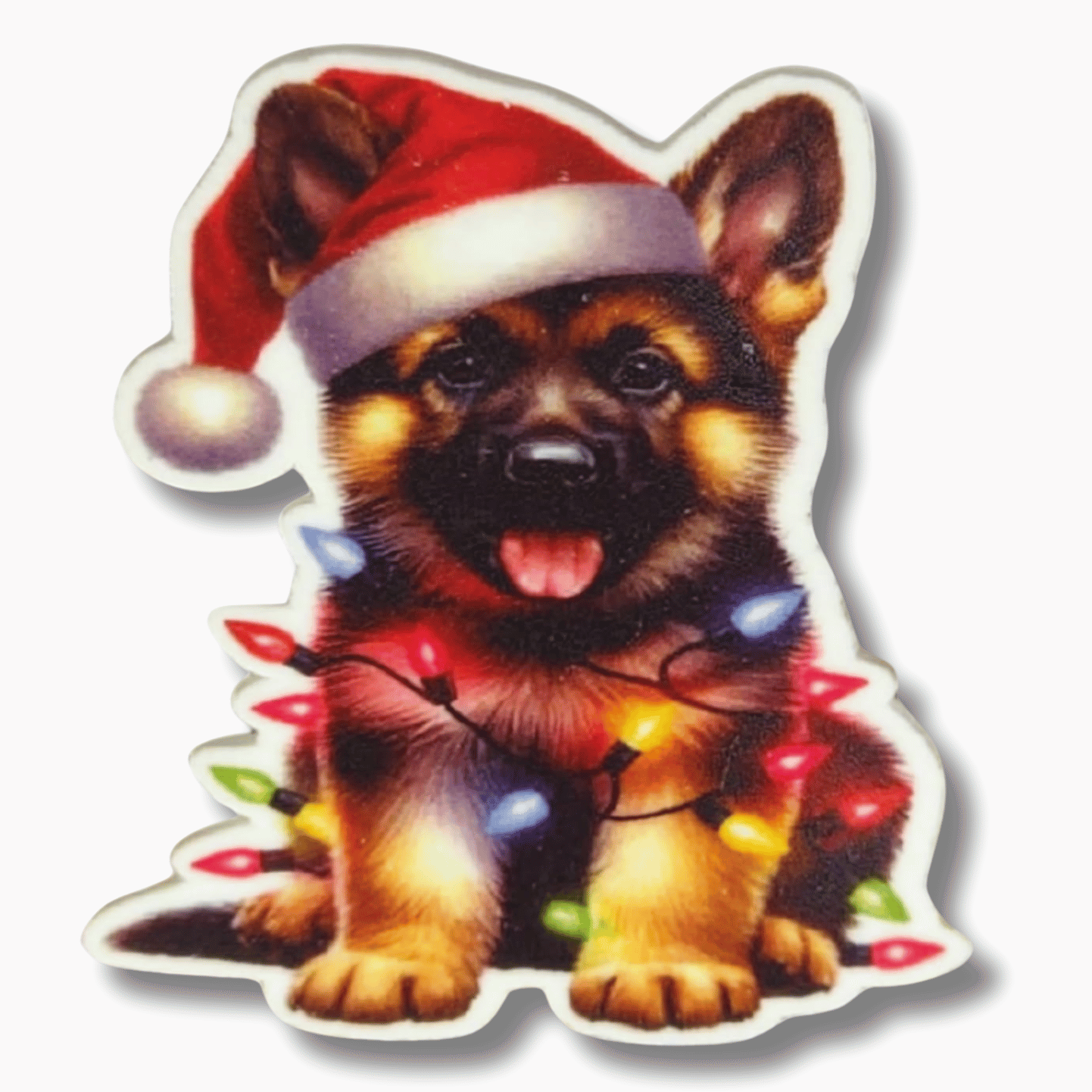 German Shepherd Christmas Magnetic Needle Minder for Cross Stitch and Embroidery, Cute Puppy with Santa Hat Needle Holder Accessory