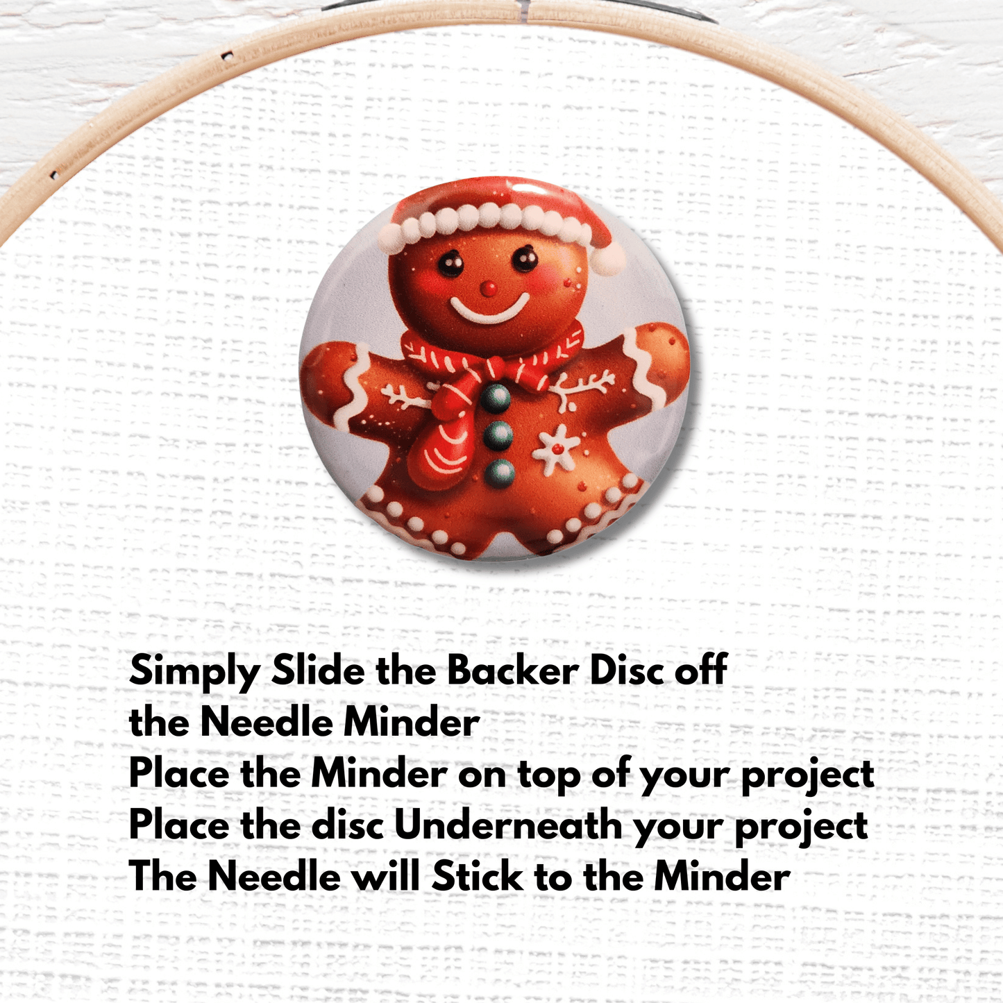 magnetic gingerbread needle minder embroidery tool