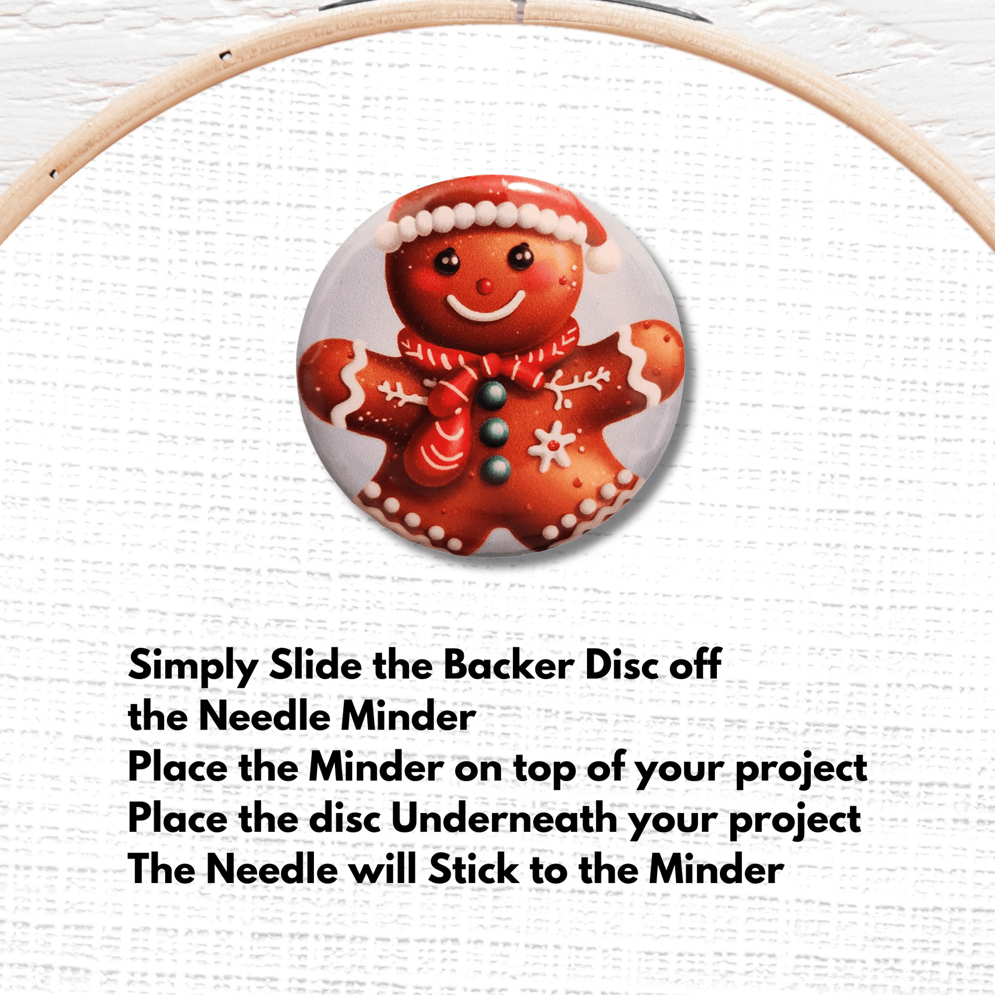 magnetic gingerbread needle minder embroidery tool