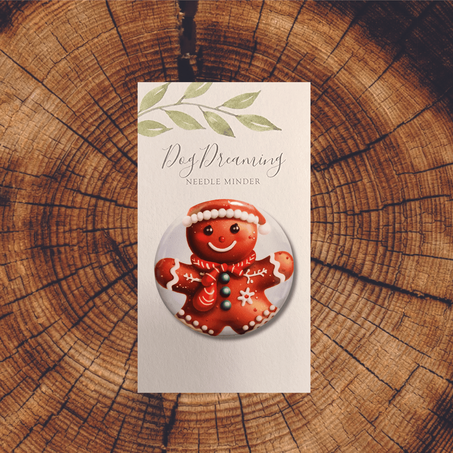 holiday magnetic gingerbread needle minder embroidery accessory