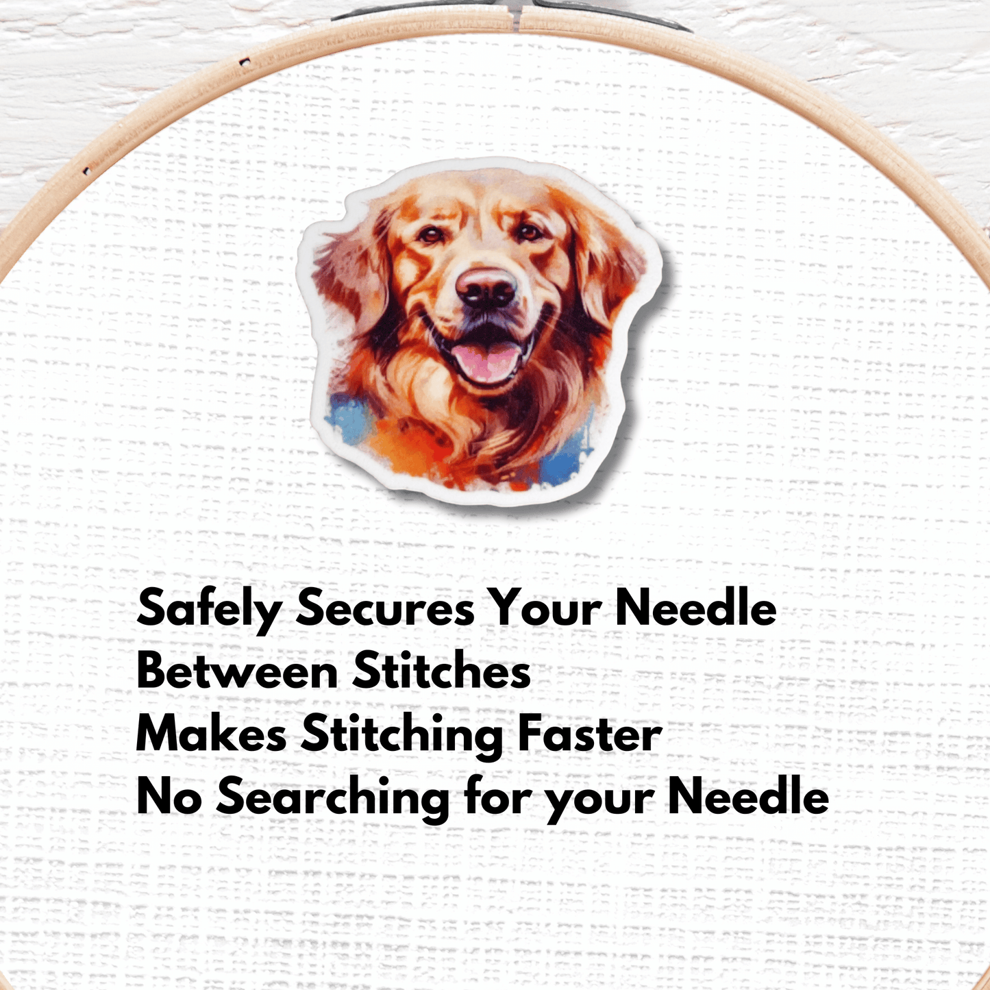 Golden Retriever Portrait Magnetic Needle Minder for Cross Stitch magnetic needle minder for cross stitch and embroidery
