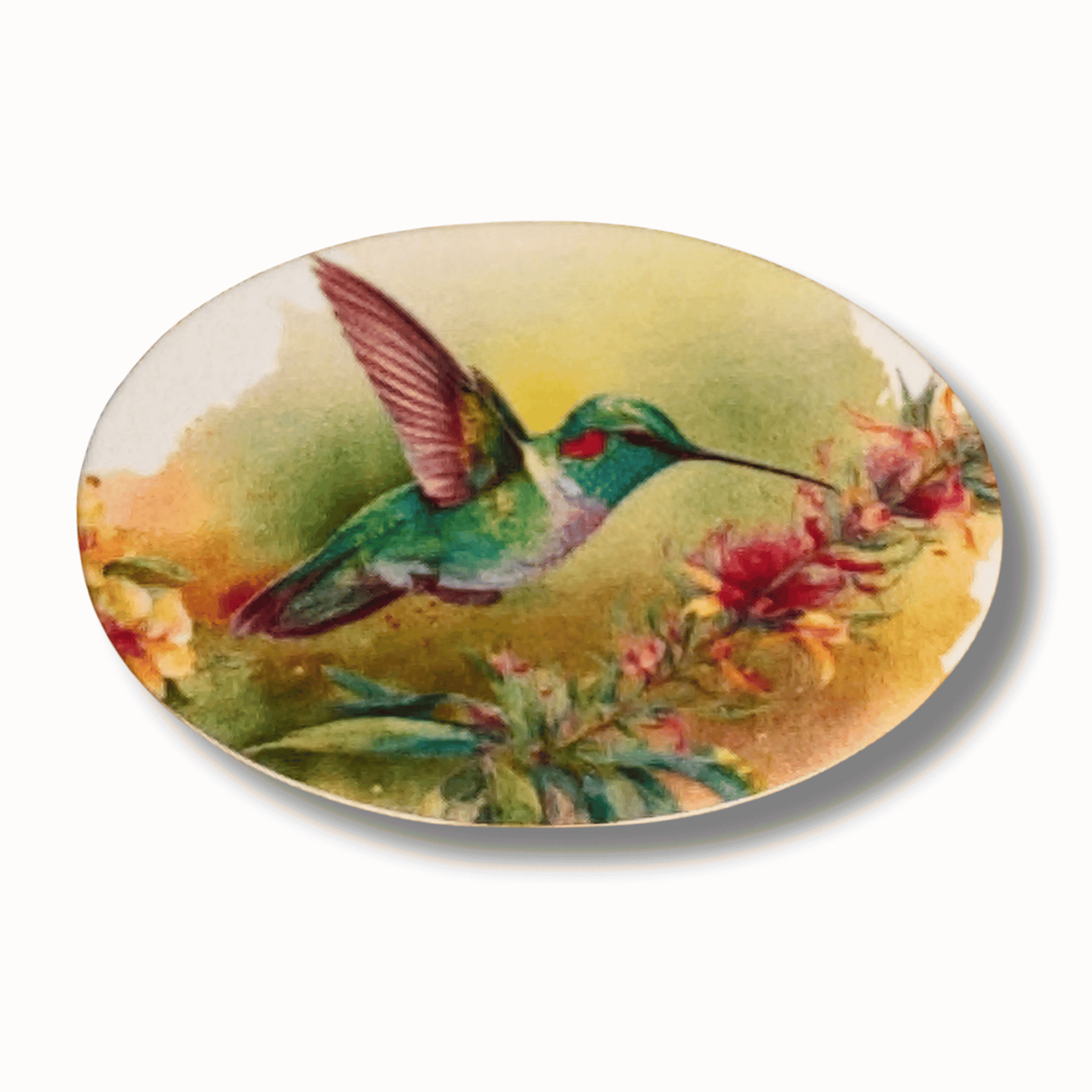 Green Hummingbird Floral Magnetic Needle Minder for cross stitch, embroidery, sewing, quilting, and needlepoint