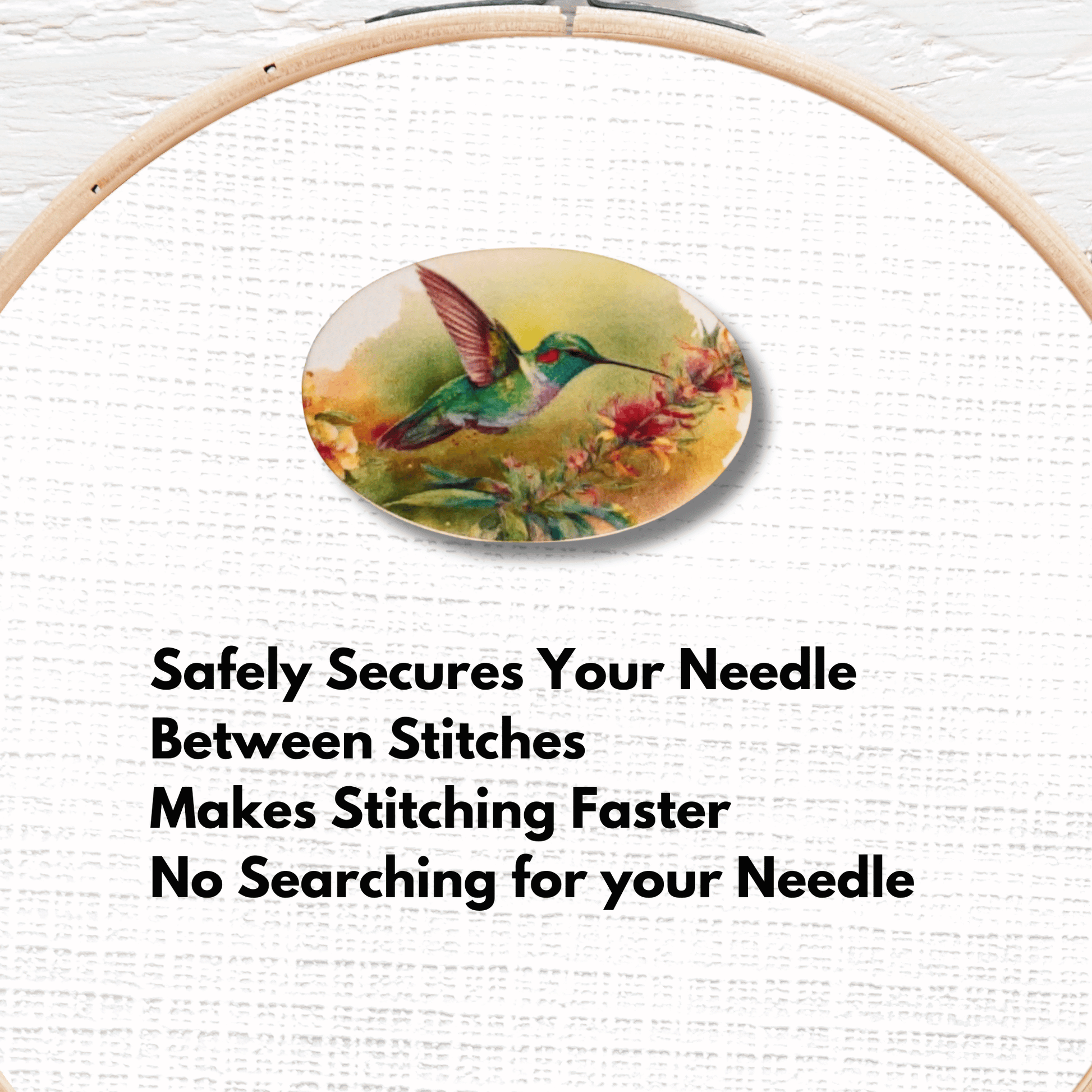Green Hummingbird Floral Magnetic Needle Minder magnetic needle minder for cross stitch and embroidery