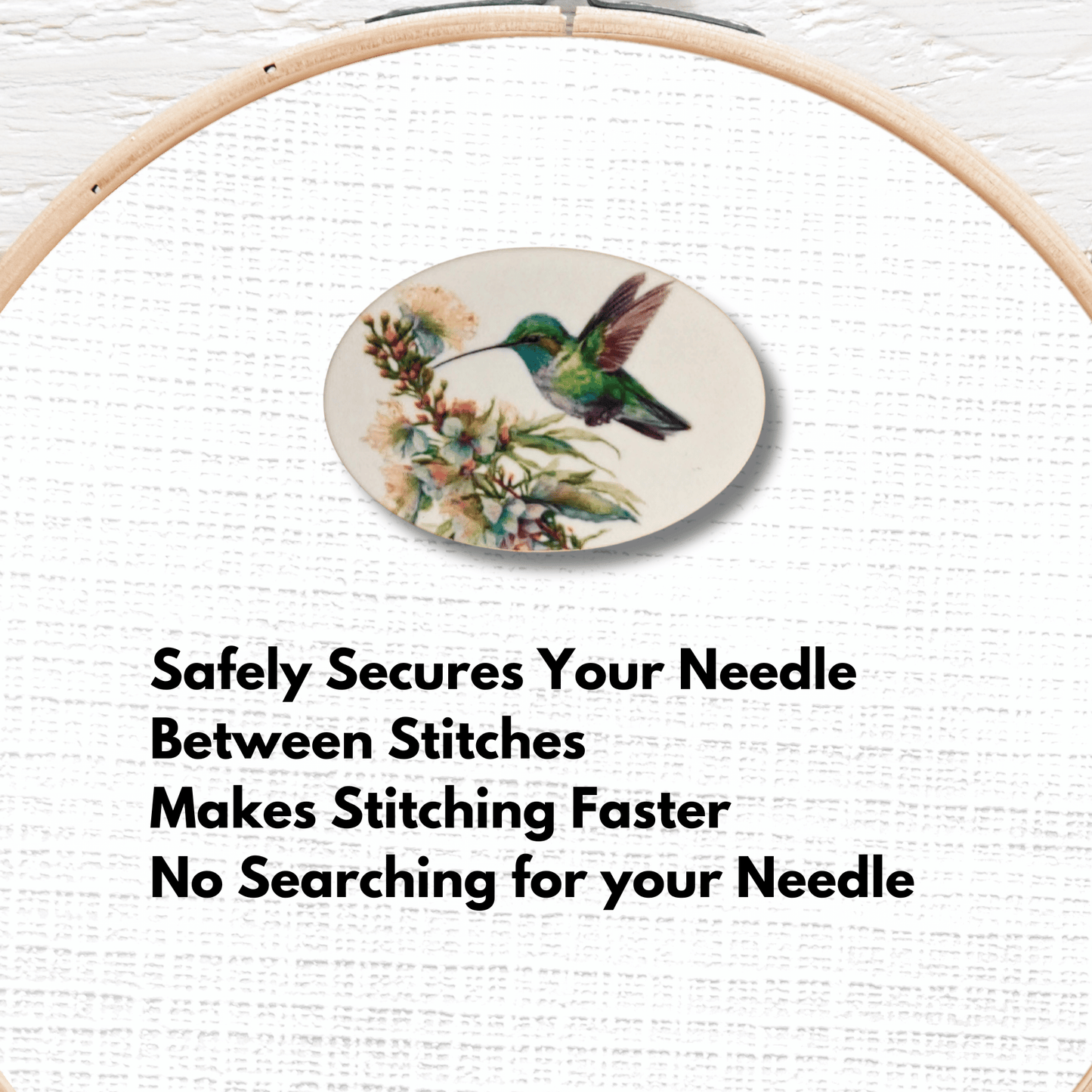 Green Hummingbird Wildflower Magnetic Needle Minder magnetic needle minder for cross stitch and embroidery