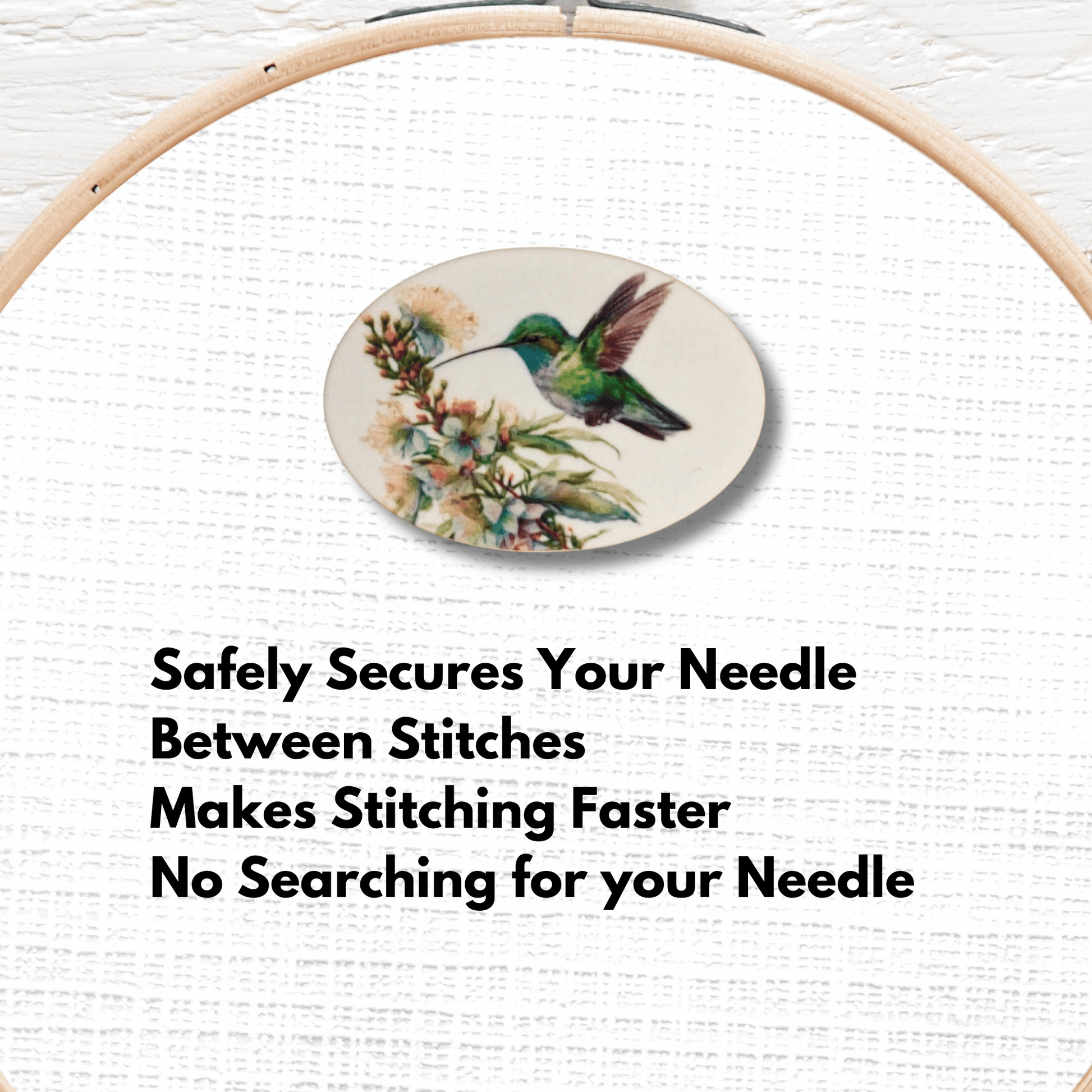 Green Hummingbird Wildflower Magnetic Needle Minder magnetic needle minder for cross stitch and embroidery