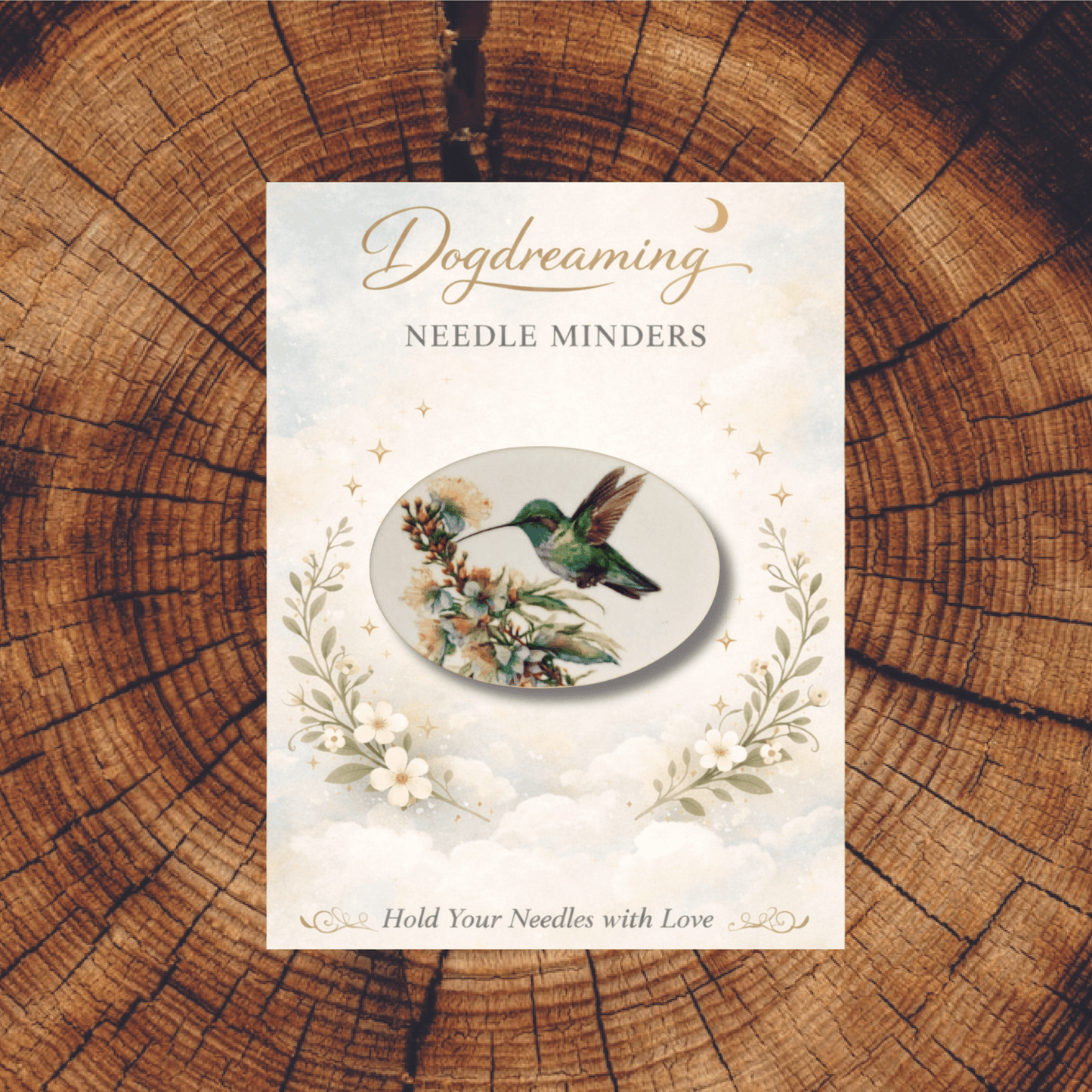 Acrylic hummingbird wildflower magnetic needle minder for stitchers