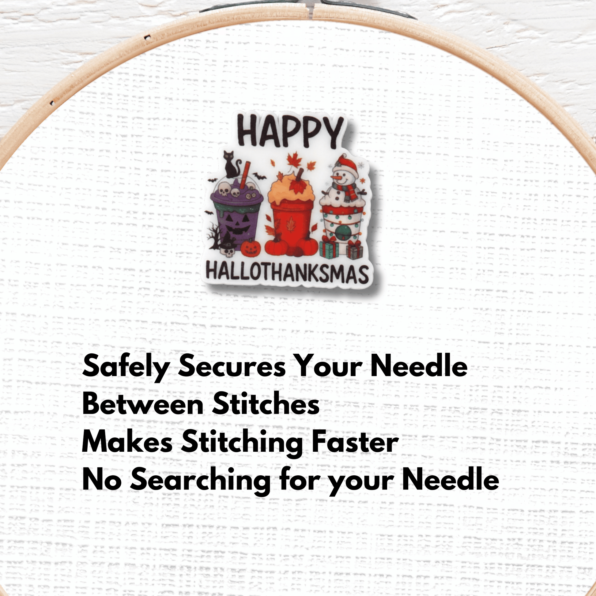hallothanksmas needle minder cross stitch accessory