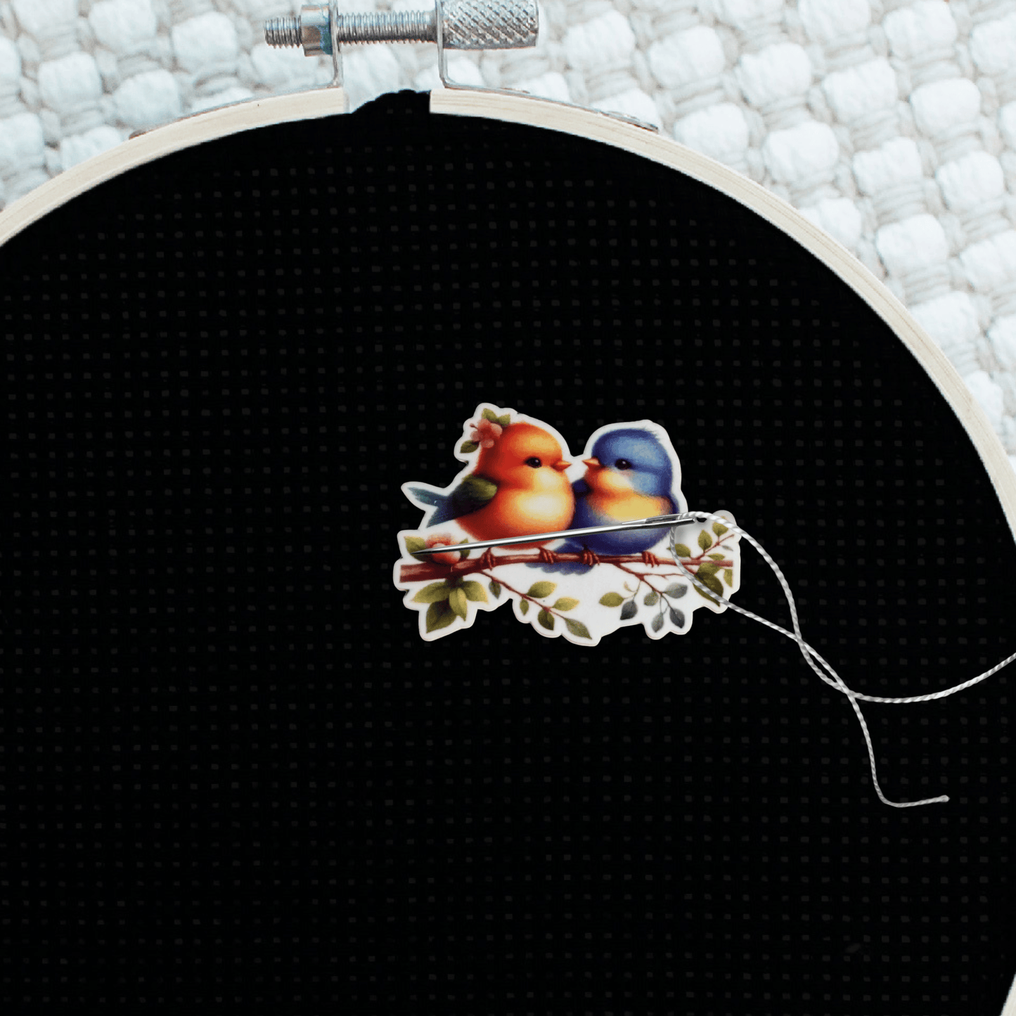 Cute Lovebird Needle Minder Magnet, Bird Embroidery Accessory for Cross Stitch and Sewing