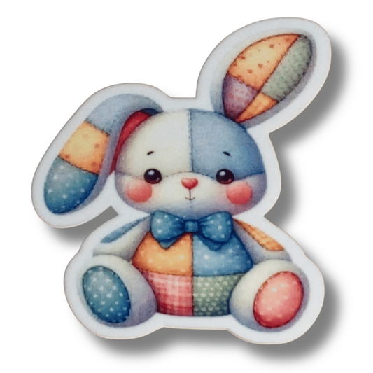 Pastel patchwork bunny magnetic needle minder for cross stitch and embroidery