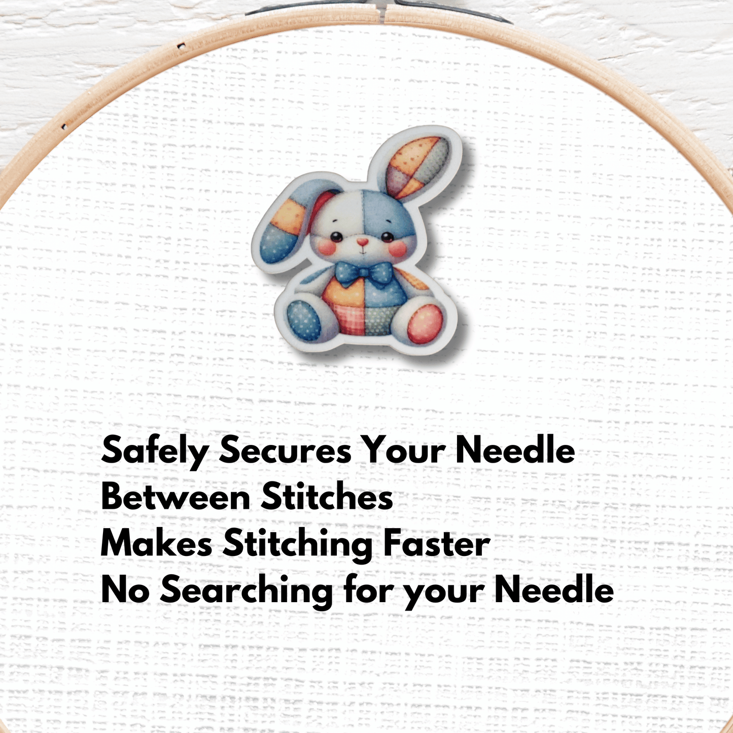 Cute bunny needle minder magnet for embroidery and needlepoint