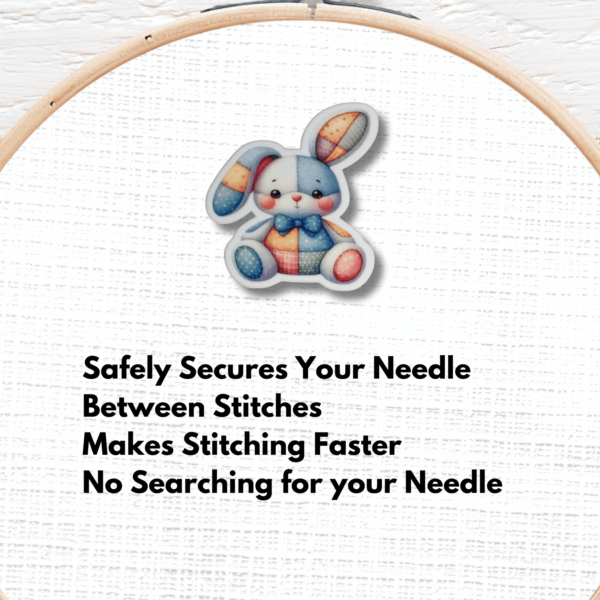 Cute bunny needle minder magnet for embroidery and needlepoint