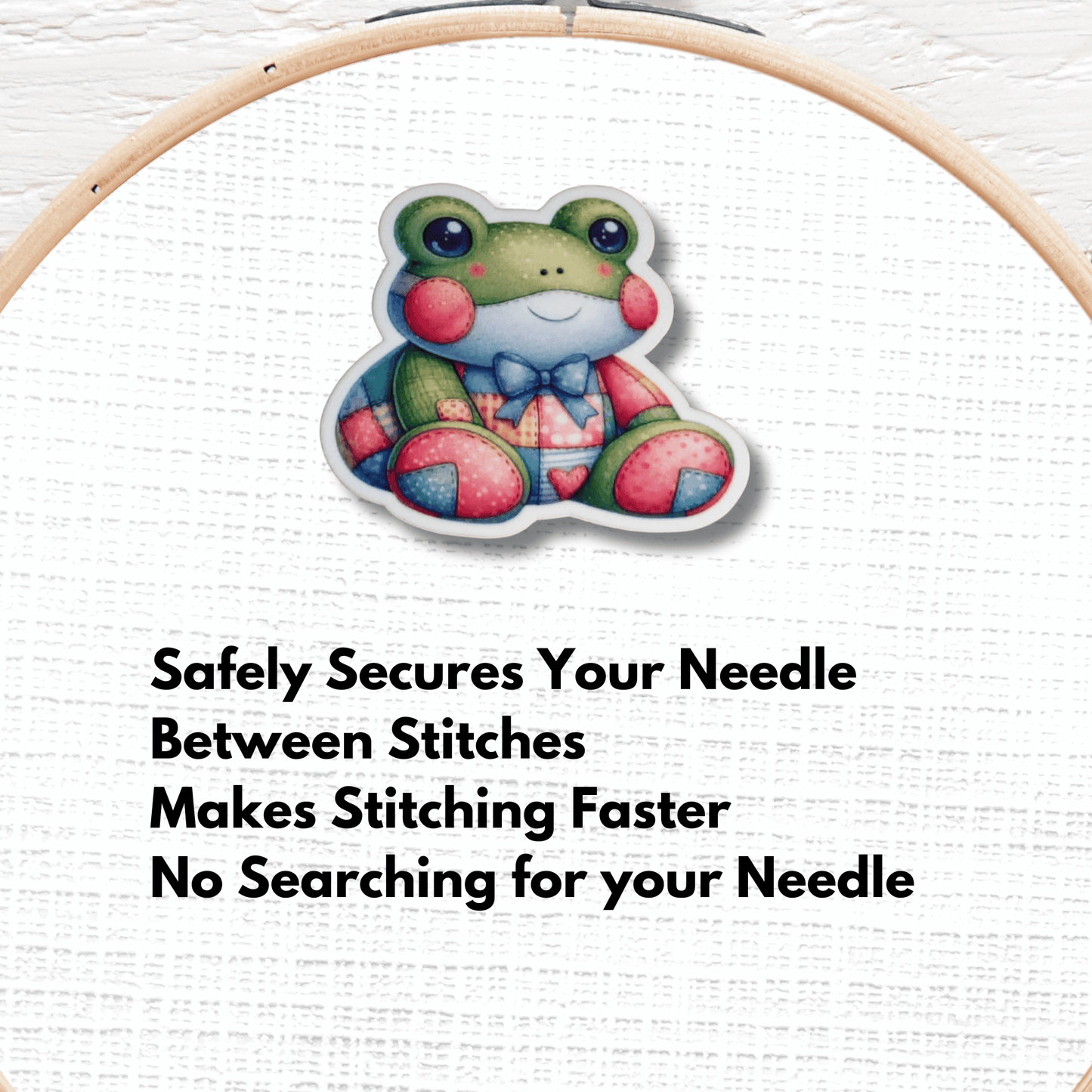 Cute frog needle minder magnet for embroidery and needlepoint