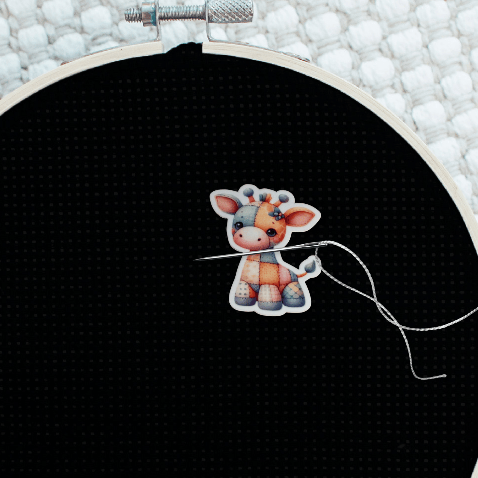 Giraffe magnetic needle minder for needlepoint and embroidery lovers