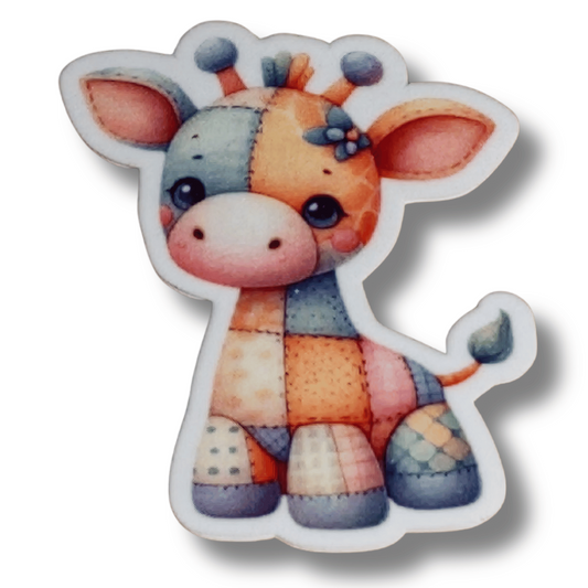 Pastel patchwork giraffe magnetic needle minder for cross stitch and embroidery
