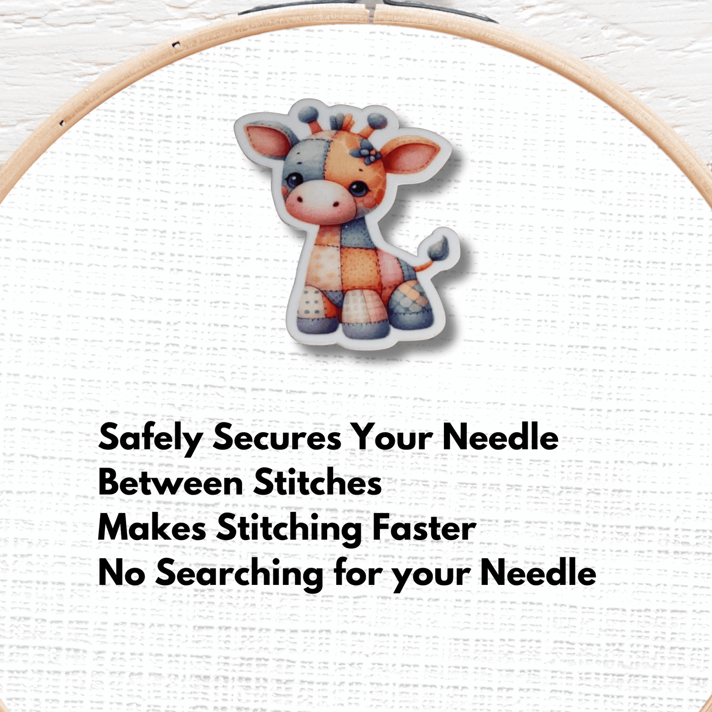 Cute giraffe needle minder magnet for embroidery and needlepoint