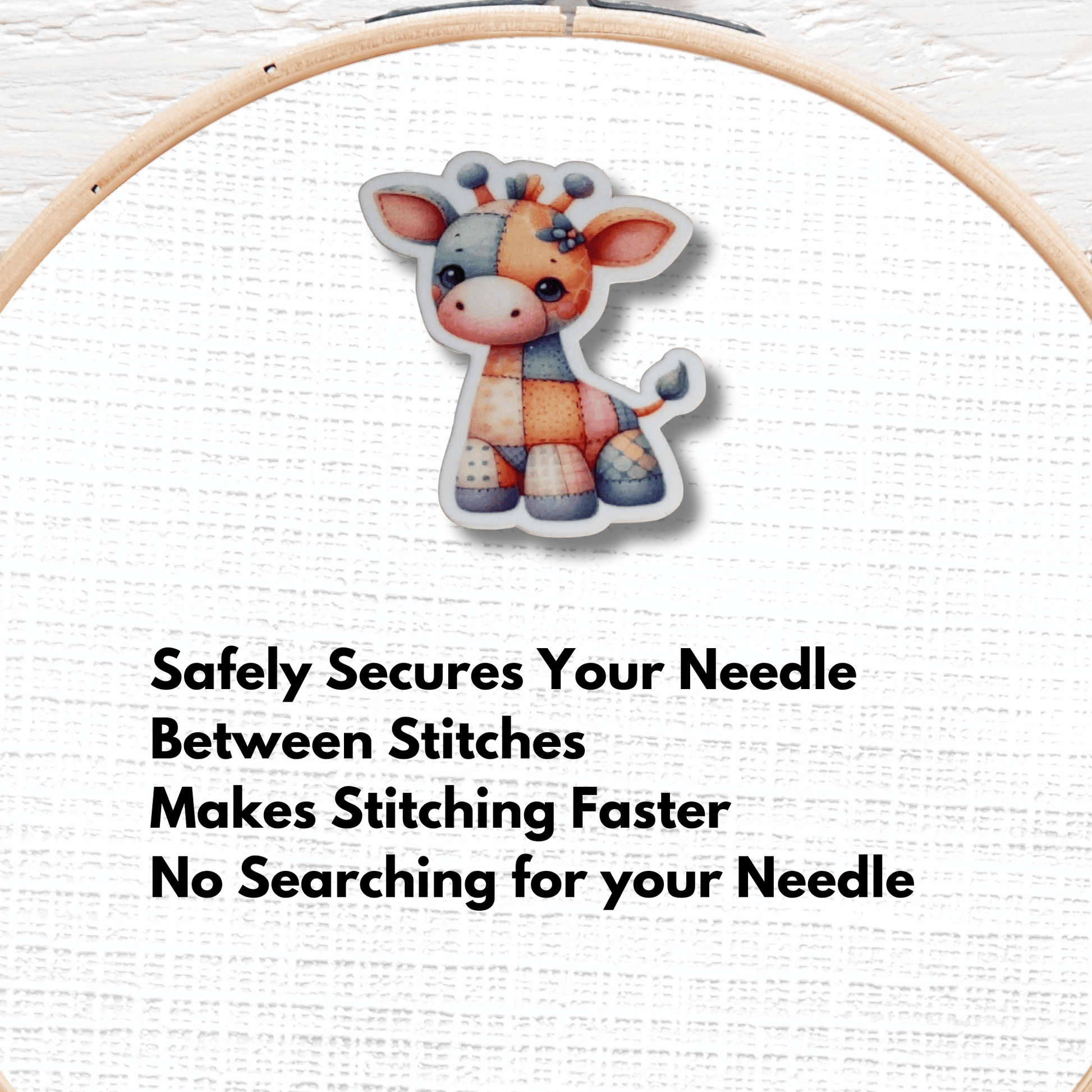 Cute giraffe needle minder magnet for embroidery and needlepoint
