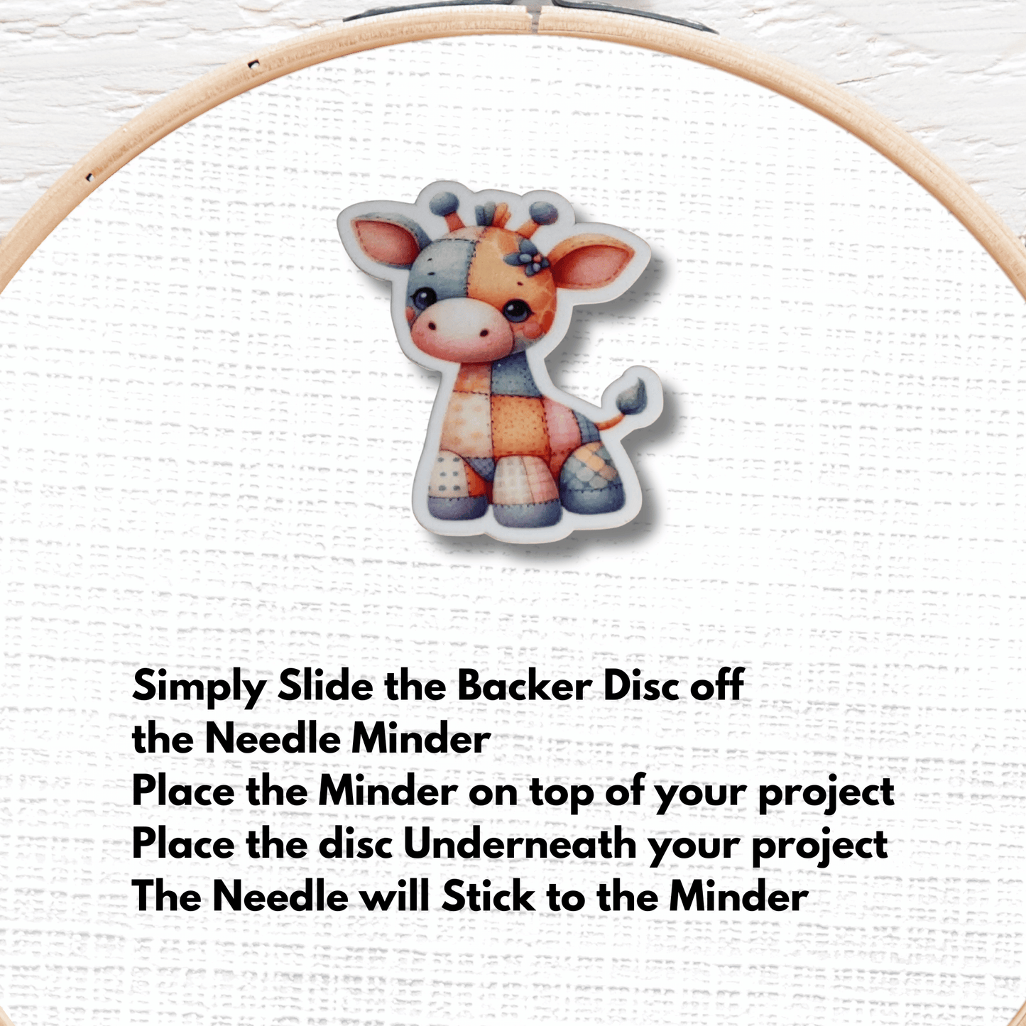 Pastel plush giraffe magnetic needle keeper for cross stitch projects