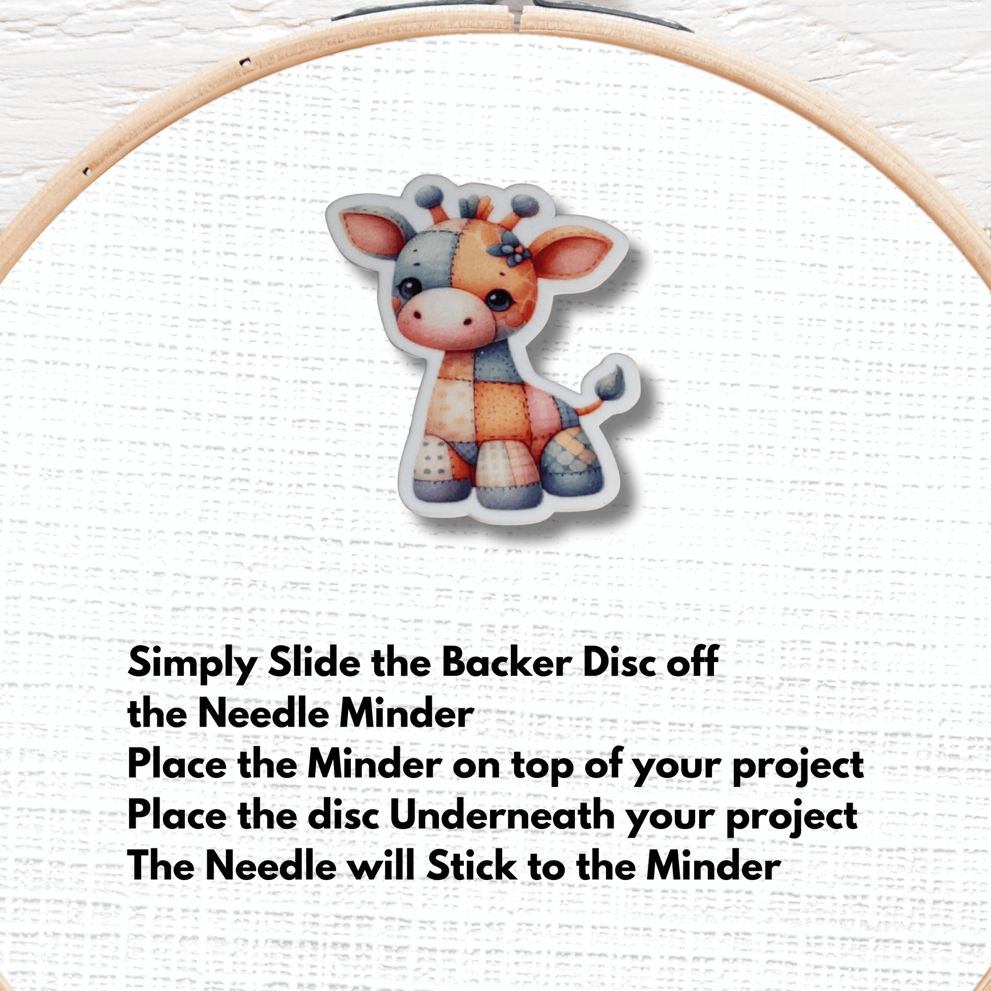 Pastel plush giraffe magnetic needle keeper for cross stitch projects