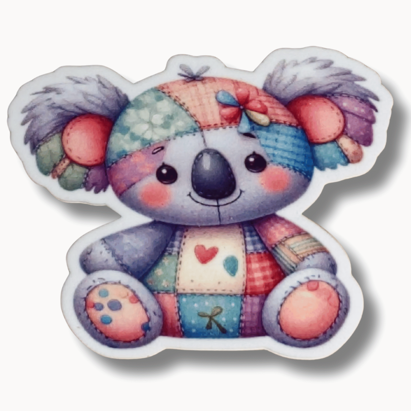 Pastel patchwork koala magnetic needle minder for cross stitch and embroidery
