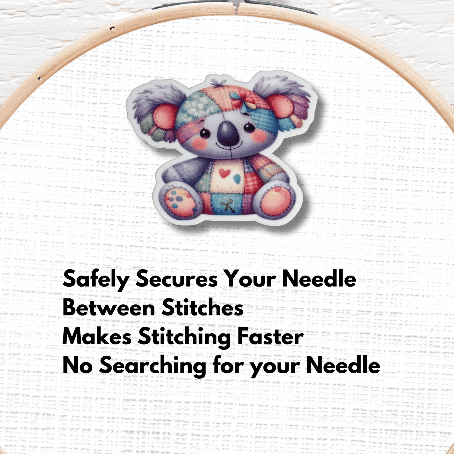 Cute koala needle minder magnet for embroidery and needlepoint