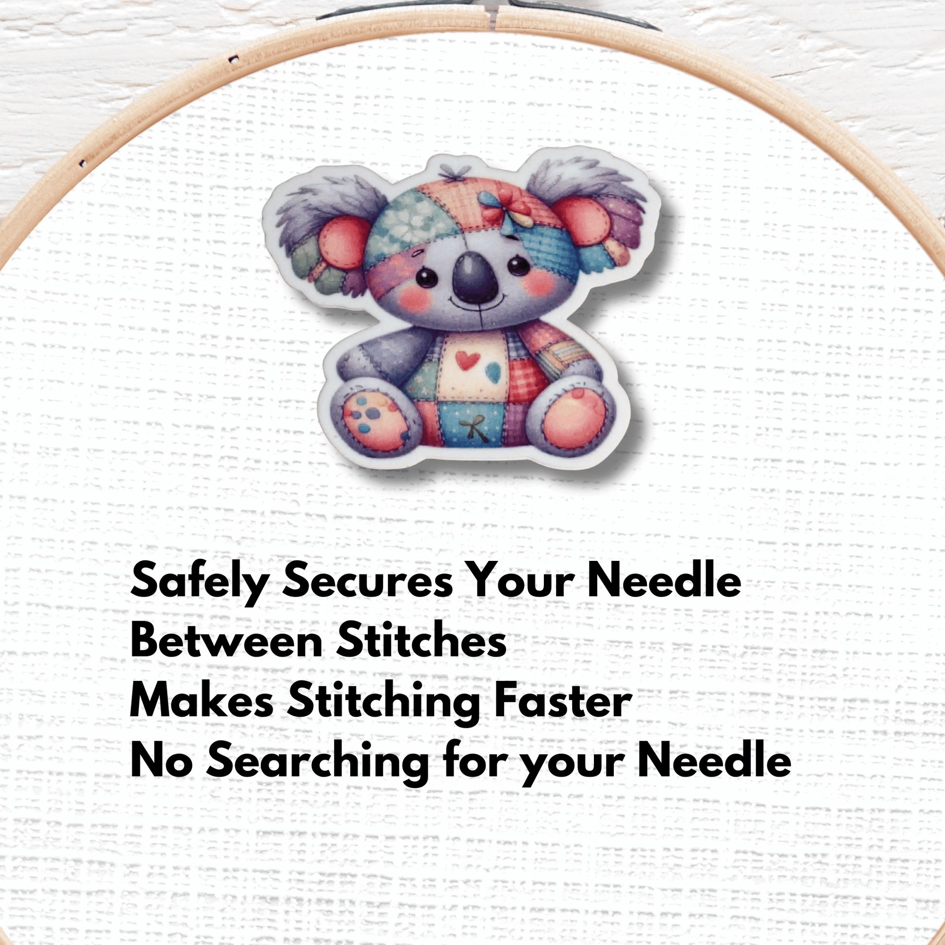 Cute koala needle minder magnet for embroidery and needlepoint