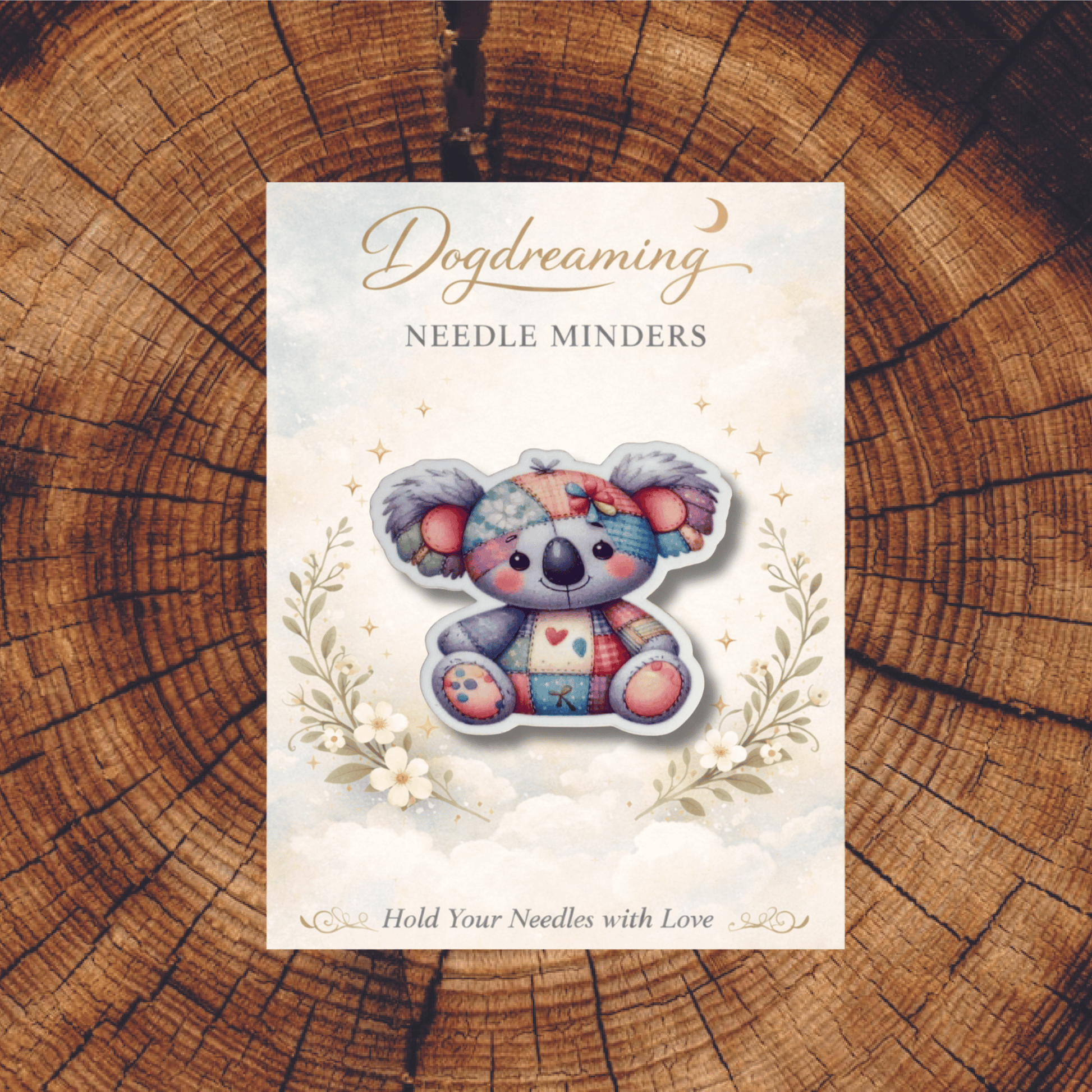 Giftable pastel koala needle minder for cross stitch supplies