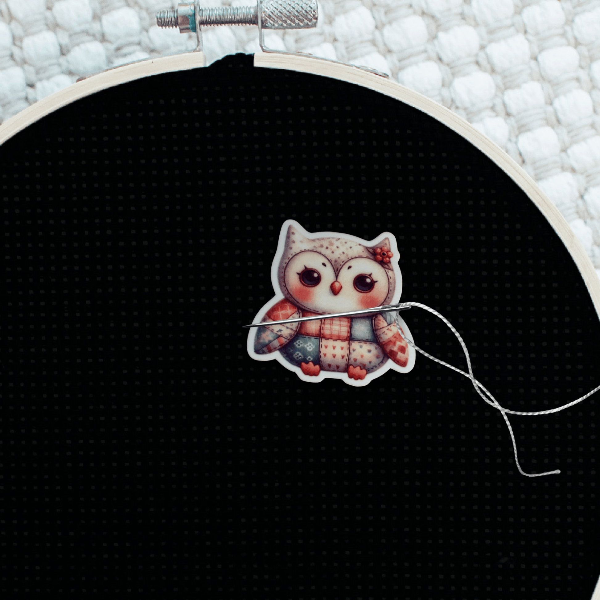 Owl lover magnetic needle minder for needlepoint and embroidery
