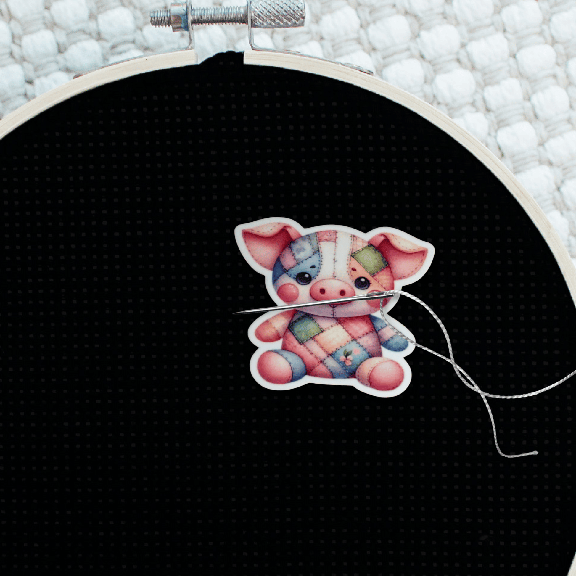 Farm pig magnetic needle minder for needlepoint and embroidery lovers