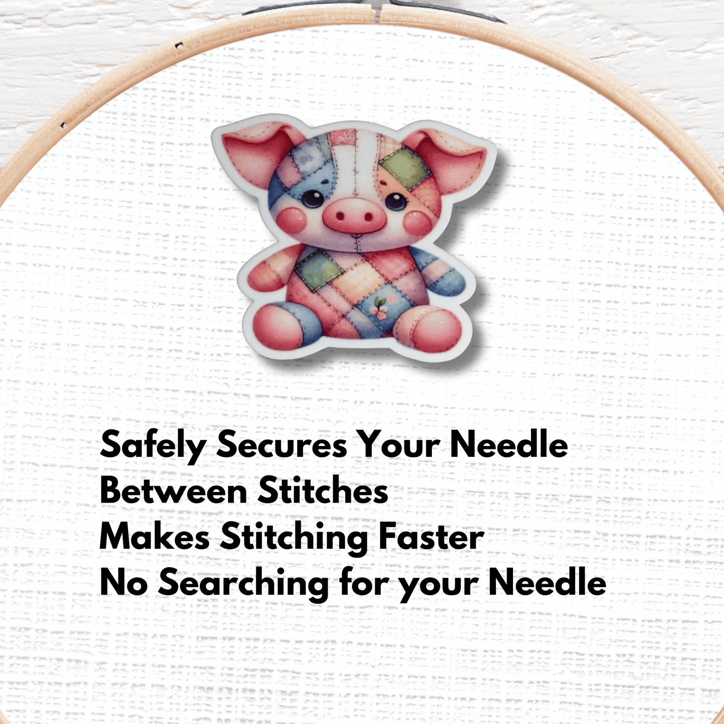 Cute pig needle minder magnet for embroidery and needlepoint