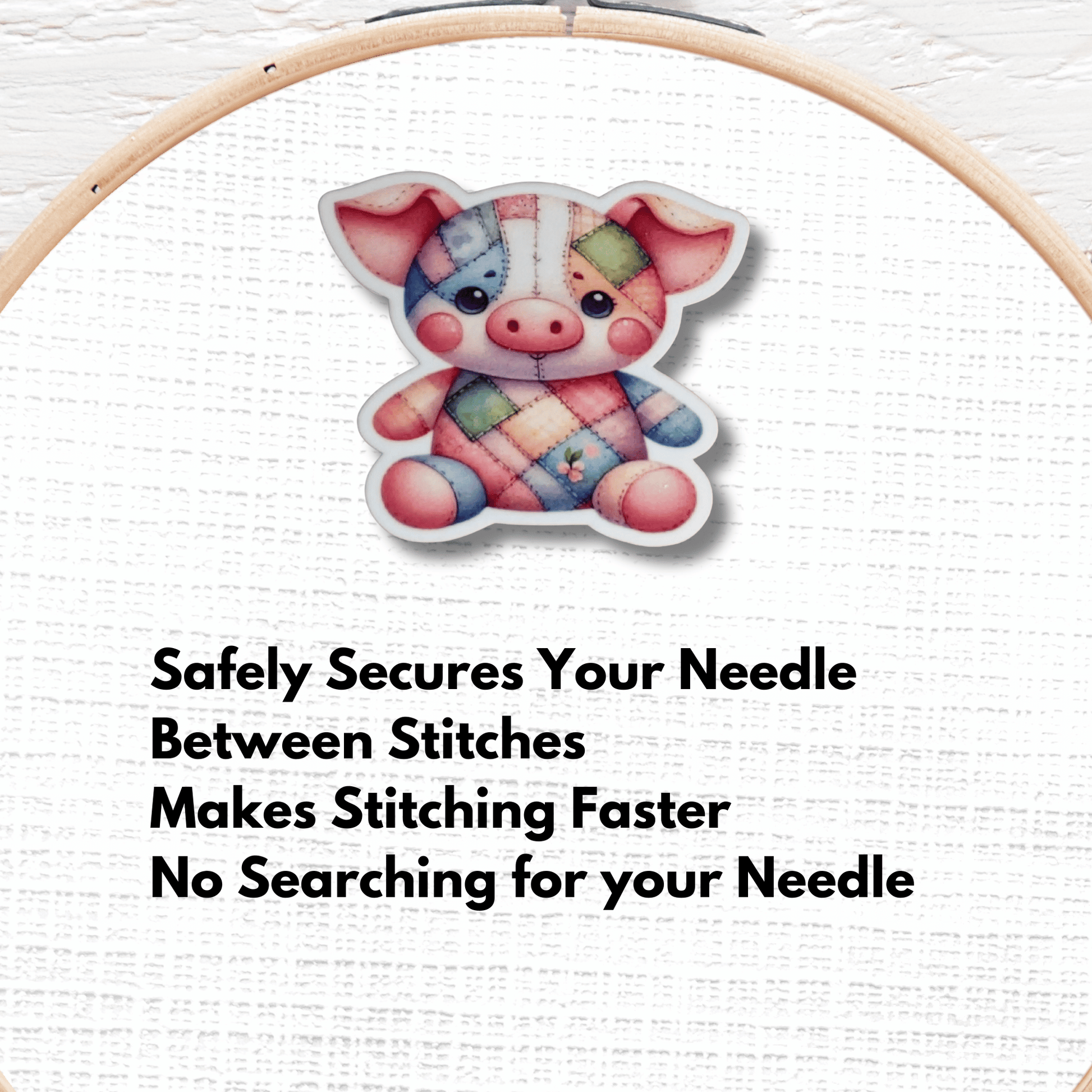 Cute pig needle minder magnet for embroidery and needlepoint