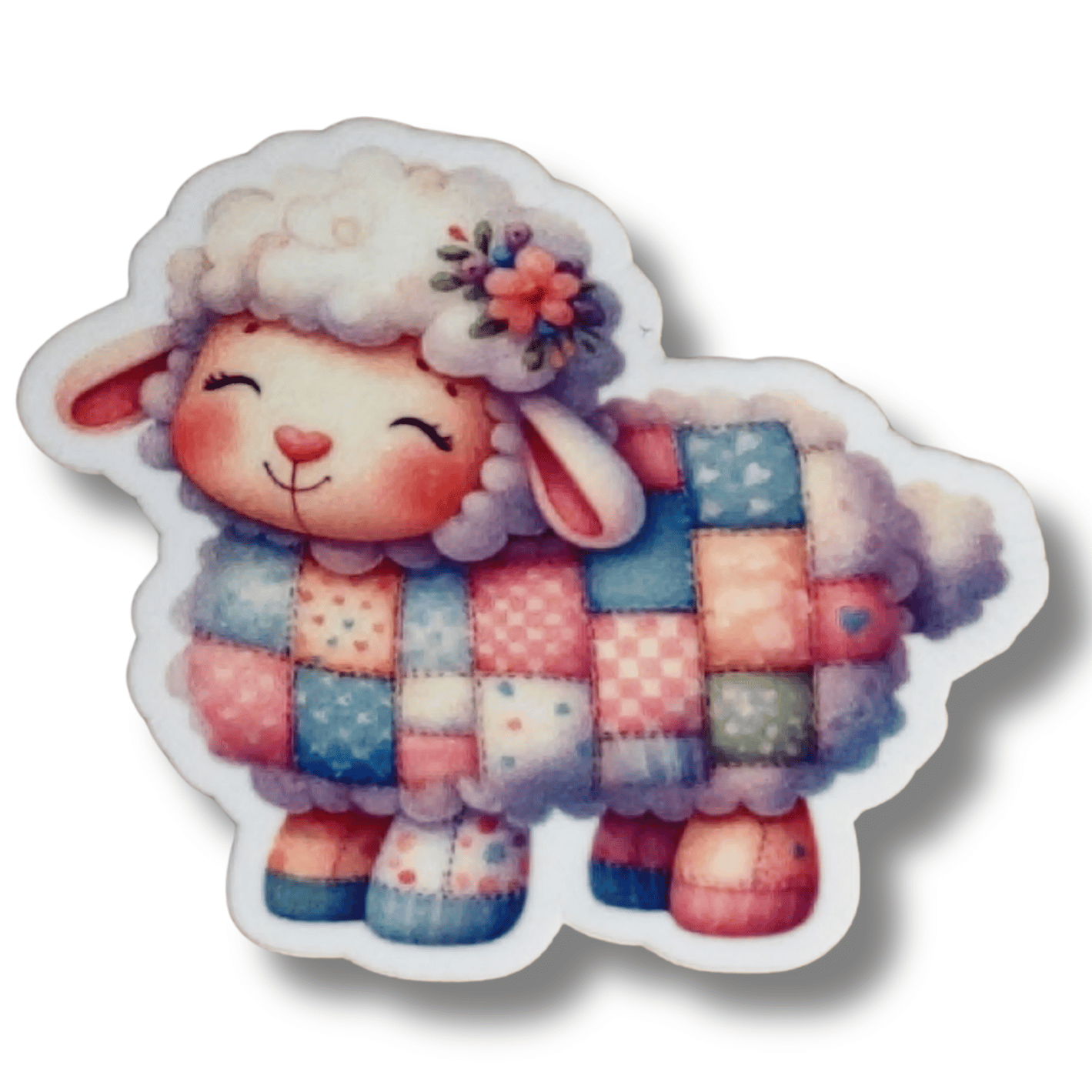 Pastel patchwork sheep magnetic needle minder for cross stitch and embroidery