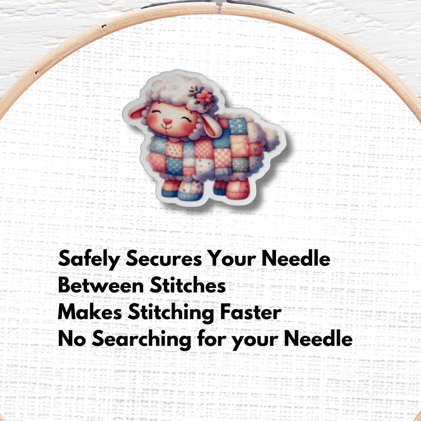 Cute sheep needle minder magnet for embroidery and needlepoint