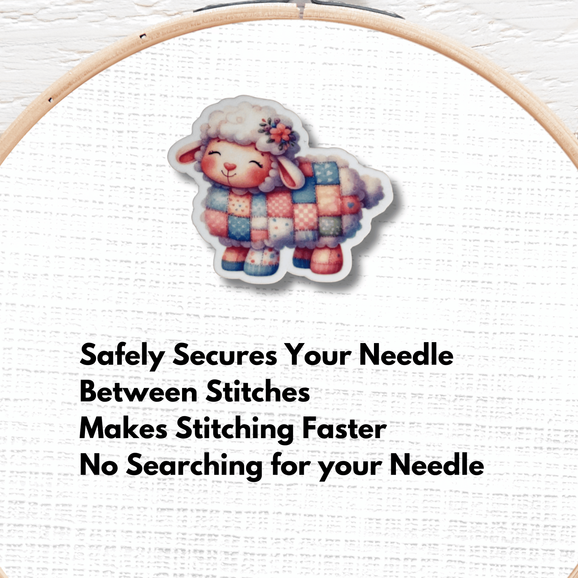 Cute sheep needle minder magnet for embroidery and needlepoint
