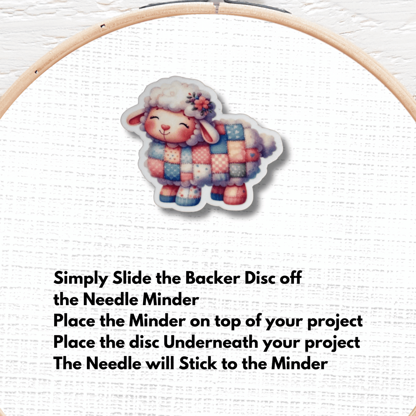 Pastel plush sheep magnetic needle keeper for cross stitch projects
