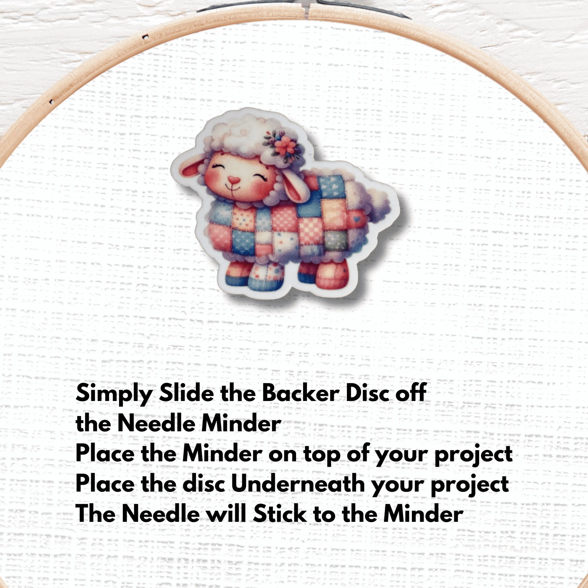 Pastel plush sheep magnetic needle keeper for cross stitch projects