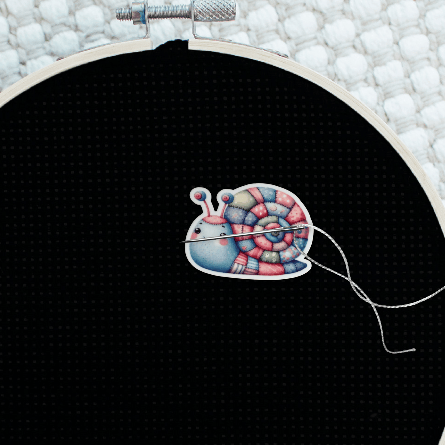 Garden snail magnetic needle minder for needlepoint and embroidery lovers