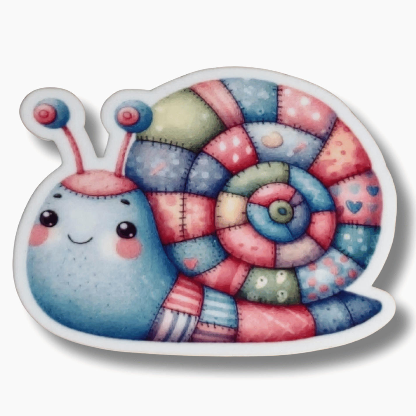 Pastel patchwork snail magnetic needle minder for cross stitch and embroidery