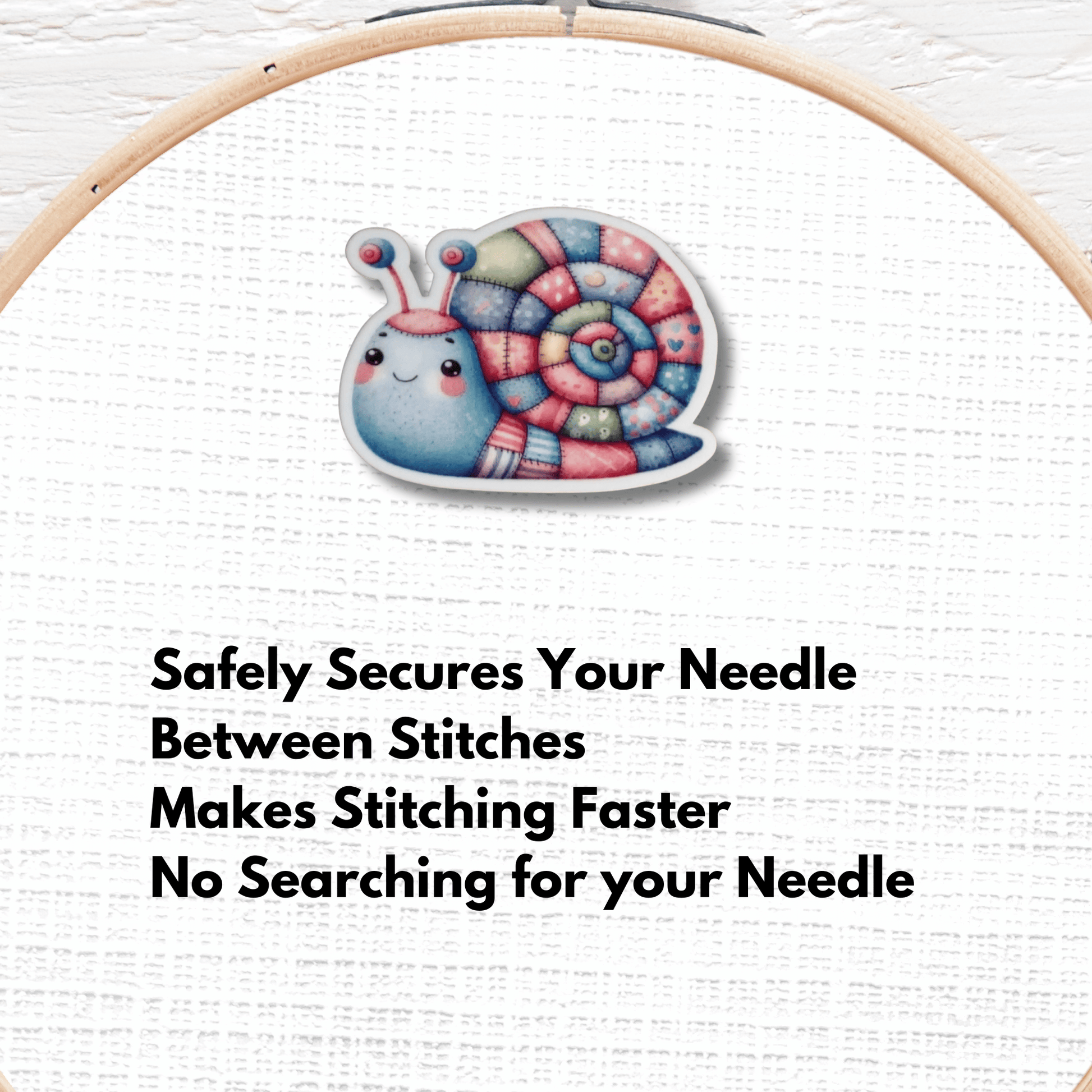 Cute snail needle minder magnet for embroidery and needlepoint
