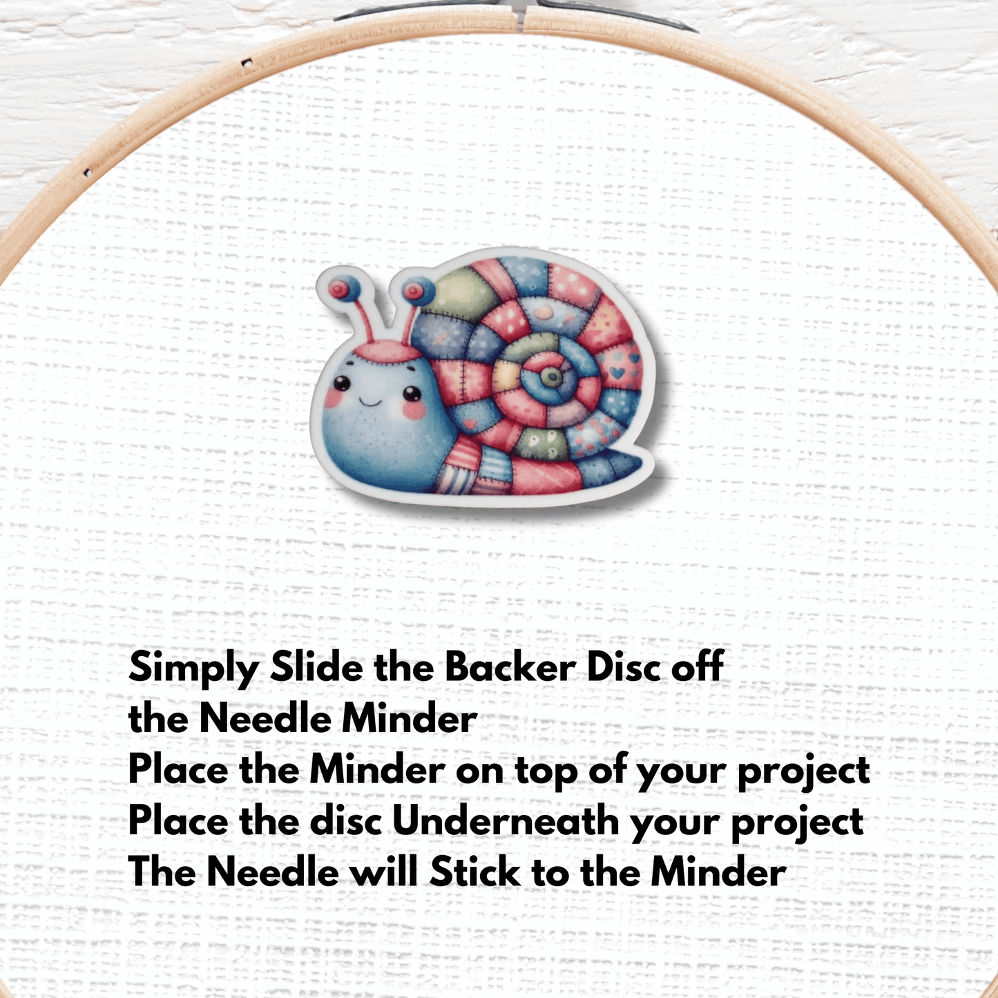 Pastel plush snail magnetic needle keeper for cross stitch projects